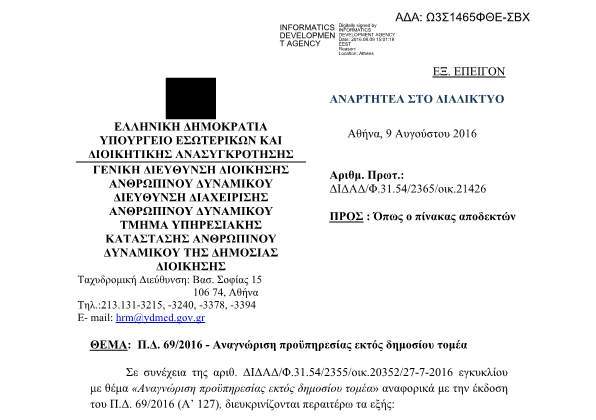 Π.Δ. 69/169 – Αναγνώριση προυπηρεσίας εκτός δημοσίου τομέα