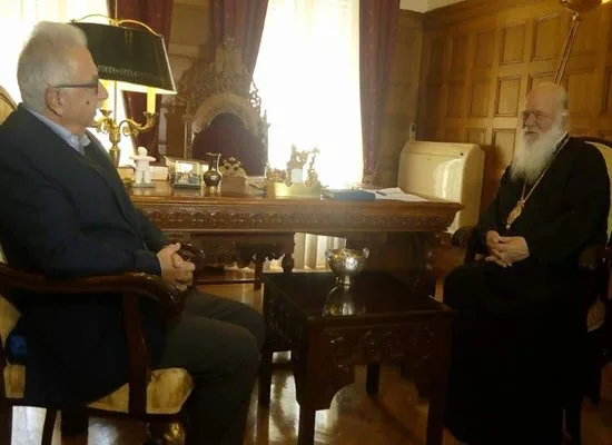 Ο Υπουργός Παιδείας Κώστα Γαβρόγλου μετά τη συνάντηση με τον Αρχιεπίσκοπο Ιερώνυμο