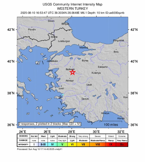 Σεισμός 6,1 βαθμών αισθητός στην Κωνσταντινούπολη