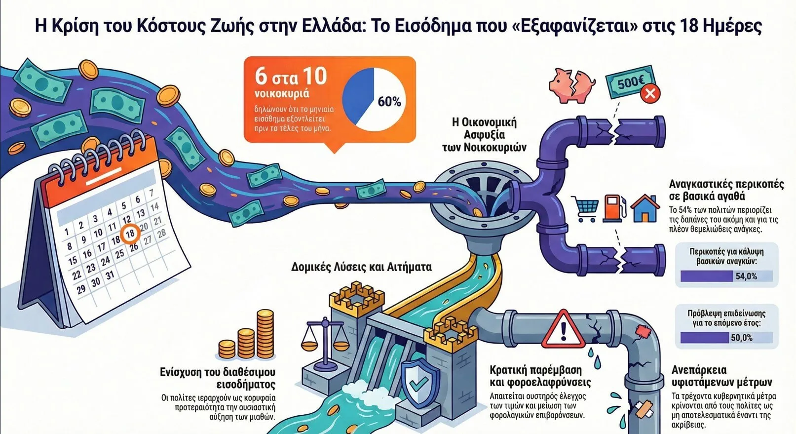 Οικονομική ασφυξία στα νοικοκυριά λόγω ακρίβειας – Στοιχεία έρευνας ΓΣΕΒΕΕ 2025